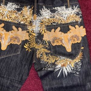 Rare Men's Dark Russo Denim Jeans with Gold Embroidery